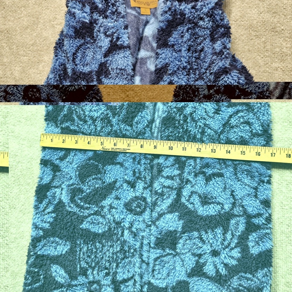 Koolaburra by UGG Women's Hooded Vest Blue Floral Pockets Hoodie Sz Small - Picture 5 of 8